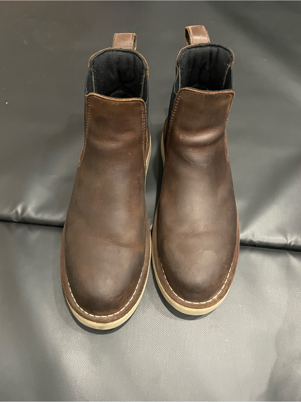 Danner Brown Pull-On Leather Chelsea Boots with Contrast Sole